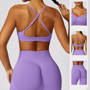 Ensemble de yoga pour femmes nouveau style avec fermeture à la taille élastique à motif à carreaux respirant - Product Image 3