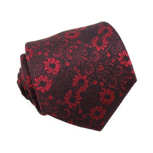 เนกไททรงสี่เหลี่ยมสำหรับผู้ชายผ้าทอลายดอกไม้สีแดงมีกลิ่นหอมสำหรับ100% แต่งงานออกแบบได้ตามต้องการ - Product Image 4