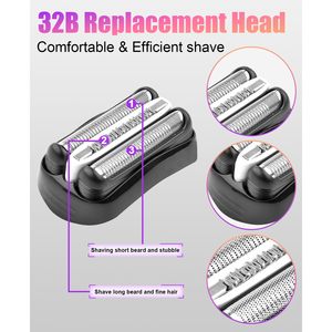 Paquete de 2 cabezales de afeitadora eléctrica de doble cuchilla, repuesto para afeitadora eléctrica facial y corporal, rotativa y lavable - Product Image 2