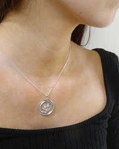 Collier de mariage en argent sterling 925 massif de qualité supérieure, rond, 25 mm, motif d'arbre de vie avec canal circulaire, cadeau pour femme - Product Image 3