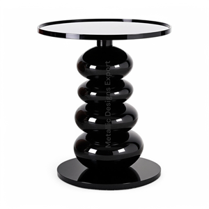 <span class=keywords><strong>Tavolo</strong></span> rotondo in metallo con lacca nera elegante tavolino lucido per case contemporanee - Product Image 4