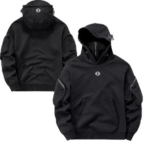 Sudaderas Y2K Hip Hop al por Mayor, Cuello Alto, Cortavientos, Personalizadas, Techwear Negro, Fabricante OEM de Ropa Técnica - Product Image 1