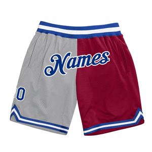 Industrie Direct Engro Sportswear Short de basket-ball personnalisé gris Royal-Marron Authentique Throwback Split Fashion Basketball Shorts - Product Image 1