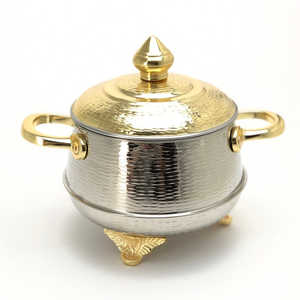 Venta caliente plata oro acabado Premium alta calidad acero hecho a mano cazuela servir comida calentador para el hogar Hotel restaurantes - Product Image 1