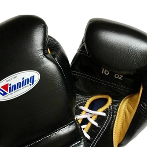 Gants de boxe à lacets Winning, noir et or, cuir véritable de qualité supérieure, gants d'entraînement et de combat professionnels, 8oz 10oz 12oz 14oz 16oz - Product Image 5