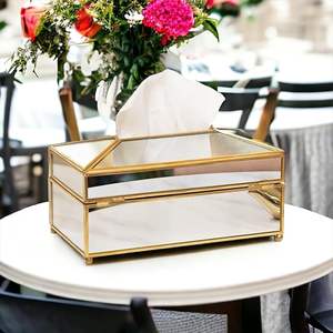 <b>Glass</b> Tissue <b>Box</b> Made of Brass and <b>Glass</b> for Home Decoration Office Decoration - Product Image 3