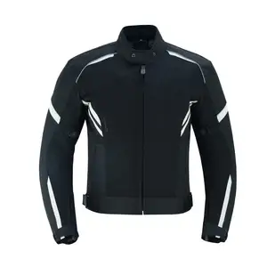 Factory Direct Supplier Motorbike Leather <b>Jackets</b> Good Price Black & White Reflector Stripes <b>Racing</b> Motorbike Gears Bike Runner - Product Image 1