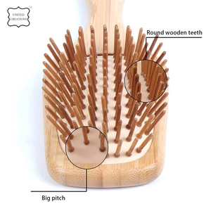 Wholesale Eco-friendly Custom Logo Bamboo Hair Brush <b>Comb</b> Paddle Scalp Dryer With Box Nature <b>Wood</b> Hair Care Tool - Product Image 5