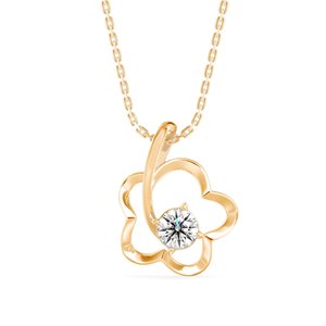 IGI Certified Round Cut <b>Lab</b> Grown Diamond Flower Pendant Necklace In 14k Solid Gold Solitaire Pendant Charms At Low Price - Product Image 1