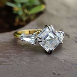 แหวนหมั้นเพชรโมอิสแบบสามชิ้นที่เจียระไนแบบวินเทจพร้อมด้วยแผ่นปิด3.00 tcw สีเงินสเตอริง925 - Product Image 6