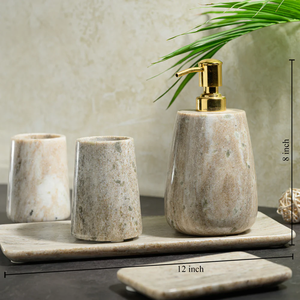 Ensemble de salle de bain minimaliste personnalisable en marbre, accessoires de salle de bain propres, porte-savon, plateau, look moderne et calme - Product Image 3