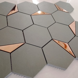 TileToneTrend 73mm Hexagone Full Body Céramique Mat Or Rose PVD pour Murs de la salle à manger Murs et sols des toilettes Zones de réception - Product Image 6