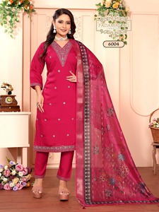 Los más exigentes Punjabi Ladies Roman Silk Kurti Pant Sets con Digital Organza Duppatta para fiesta Aniversario Boda - Product Image 5