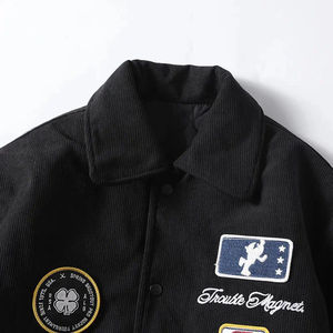 Veste rétro en coton velours côtelé tendance pour hommes Pilote d'hiver de haute qualité Coupe ample décontractée avec col montant Marque de baseball pour hommes - Product Image 6