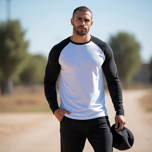 Men Crew Neck Long Sleeve T Shirt Custom White Black Summer Tee Shirt Men's <b>Drop</b> Shoulder Streetwear TShirt Men's - Product Image 6