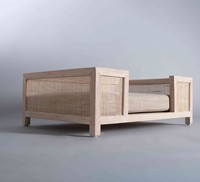 Luxus-Hunde bett aus Holz Weiß gewaschene Holz betten für Haustiere mit Rattan Cane Großhandel Hand gefertigter OEM Akzeptabel von Vietnam Factory