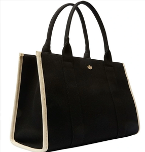 Bolso de lona negro, Bolso liso con cremallera de alta calidad para comprar ropa, bolso bohemio disponible a precio de fábrica al por mayor - Product Image 1