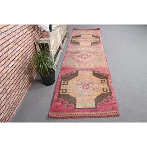 Turkish 3x11.6 ft <b>Runner</b> Rug, Vintage Rug, Herki <b>Red</b> Animal Print Rug - Product Image 3
