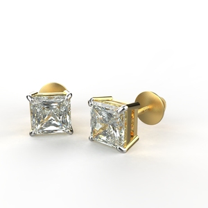 Avarta Bijoux Argent Sterling 0.30 Carat Chaque Princesse Cut Unisexe Solitaire Boucles D'oreilles - Product Image 2