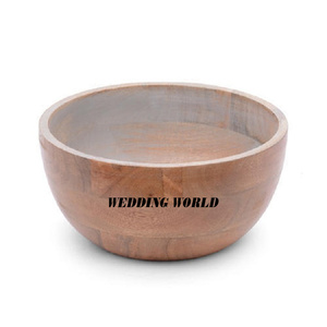 Bol à chocolat en bois de lavage blanc Forme arrondie Bol sucré fait à la main Classique Élégant nouveau bol à chocolat en bois - Product Image 1