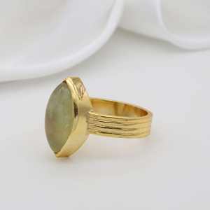 ODM Anillo de latón chapado en oro personalizable Moda Limón Cuarzo Forma ovalada Venta directa para hombres Anillos de moda de compromiso para mujeres - Product Image 3