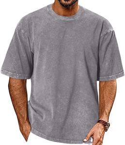 Camiseta de Hombre de Alta Calidad, Corte Regular, Lavado Ácido, Color Sólido, Poliéster/Algodón Ecológico, Felpa, 220g, Superventas - Product Image 2