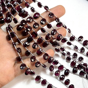 ลูกปัดพลอยโกเมนสีชมพูธรรมชาติรูปทรงมาร์คีส์แบบเจาะด้านข้าง4x7-4.5x8MM ขนาด6นิ้ว - Product Image 2