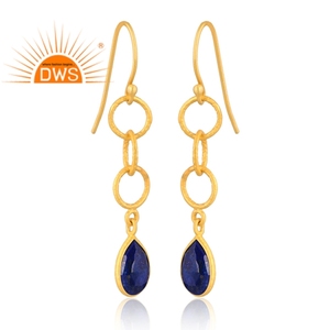 Nueva llegada de plata esterlina 18K chapado en oro Natural lapislázuli piedra preciosa colgante pendiente joyería fabricante - Product Image 2