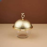 Bol de service jetable en métal et bois pour dattes, finition brillante, moderne, écologique, durable, pour présentation de friandises sur table, idéal pour le Ramadan