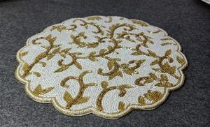 Handmade Embroidery Luxury Eco-Friendly Christmas Satin Tablemat Beaded <b>Placemat</b> <b>for</b> Dining <b>Table</b> Decoration <b>for</b> Home Wedding - Product Image 2