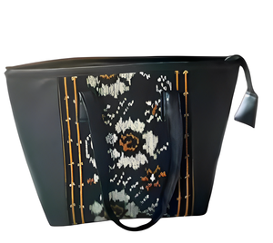 Premium Batik <b>Tote</b> <b>Bag</b> Functional 4 <b>Pockets</b>, Water-Resistant Lining, Ikat & Synthetic Leather - Product Image 1