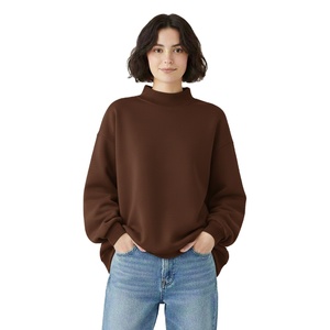 Women Winter Long Oversized Mockneck Sweatshirt Casual Relaxed Pullover Streetwear Fashion Top Front Logo Cozy Everyday Style - Product Image 1