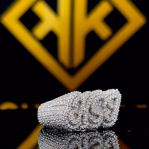 Iced Out <b>Ring</b>,Custom Round Cut Moissanite Letter <b>Ring</b>,<b>Initial</b> Finger <b>Rings</b>,Hip Hop Jewelry for Men,Personalized Jewelry - Product Image 4