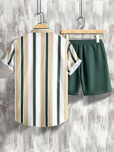 ชุดกีฬาฤดูร้อนแขนสั้นคุณภาพพรีเมียมสำหรับผู้ชาย เสื้อยืดและกางเกงขาสั้น ชุดเซ็ตคู่พิมพ์ลายตามสั่งสำหรับผู้ชาย - Product Image 2