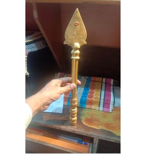 דגל הודי פליז פרימיום עם בסיס משולש עבור שולחן כתיבה משרד שולחן עבודה תצוגה אביזר - Product Image 2
