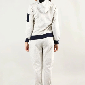 Women's XL XS Breathable Full <b>Zip</b> <b>Hooded</b> Tracksuit 65% Cotton 35% Polyester Custom Logo Winter Sets Cropped Style Washed Finish - Product Image 5