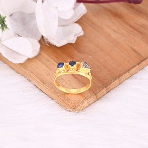 Solid 925 Sterling <b>Silver</b> Kyanite Tanzanite Crystal Quartz Gemstone Yellow Gold <b>Plated</b> Designer Ring Birthday Gifts Jewelry - Product Image 4