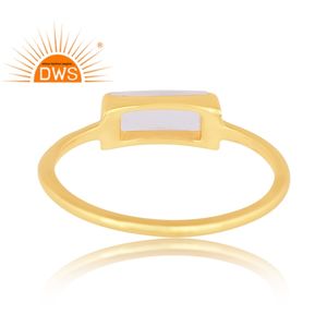 Latest Selling 925 Sterling <b>Silver</b> 18K Gold <b>Plated</b> Rainbow Moon Stone Gemstone Ring Demi Fine Jewelry For Women Gift For Her - Product Image 2