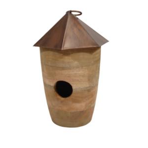 Casa de pájaros de madera maciza con techo de Metal y diseño de cabaña de anillo Aspecto moderno para jardín exterior Balcón Casa de pájaros de madera decorativa - Product Image 1