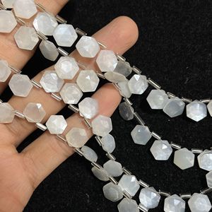 Cuentas con forma de hexágono facetado de piedra lunar blanca, cuentas elegantes de piedras preciosas naturales de 8-9MM, tienda de cuentas al por mayor - Product Image 5