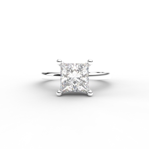 Anillo de Compromiso Solitario con Diamante Cultivado en Laboratorio, Corte Princesa, en Oro Blanco/Rosa/Amarillo de 9k, Fabricante de Joyería Fina Personalizada - Product Image 6
