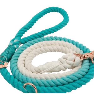 Ombre TEAL Colors Braided Handmade Cotton Dog Rope <b>Leash</b> - Ombre - Dog Lead - Cute Dog <b>Leash</b> - Product Image 1