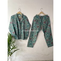 Ensembles de pyjama longs en coton bohème à imprimé floral, faits à la main, confortables, pour femmes, pyjamas de nuit à motif