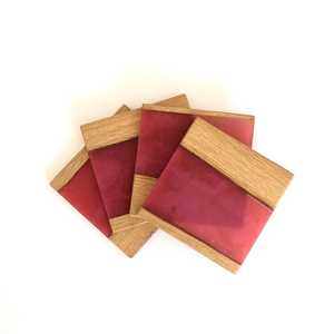 Posavasos de madera y resina hechos a mano de estilo clásico Tapetes y almohadillas elegantes de mesa únicos - Product Image 5