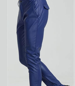 Pantalon en cuir respirant de couleur bleu uni, coupe ajustée, de haute qualité, pour la chasse en plein air, les voyages, pantalon en cuir ajusté pour homme, à vendre - Product Image 2