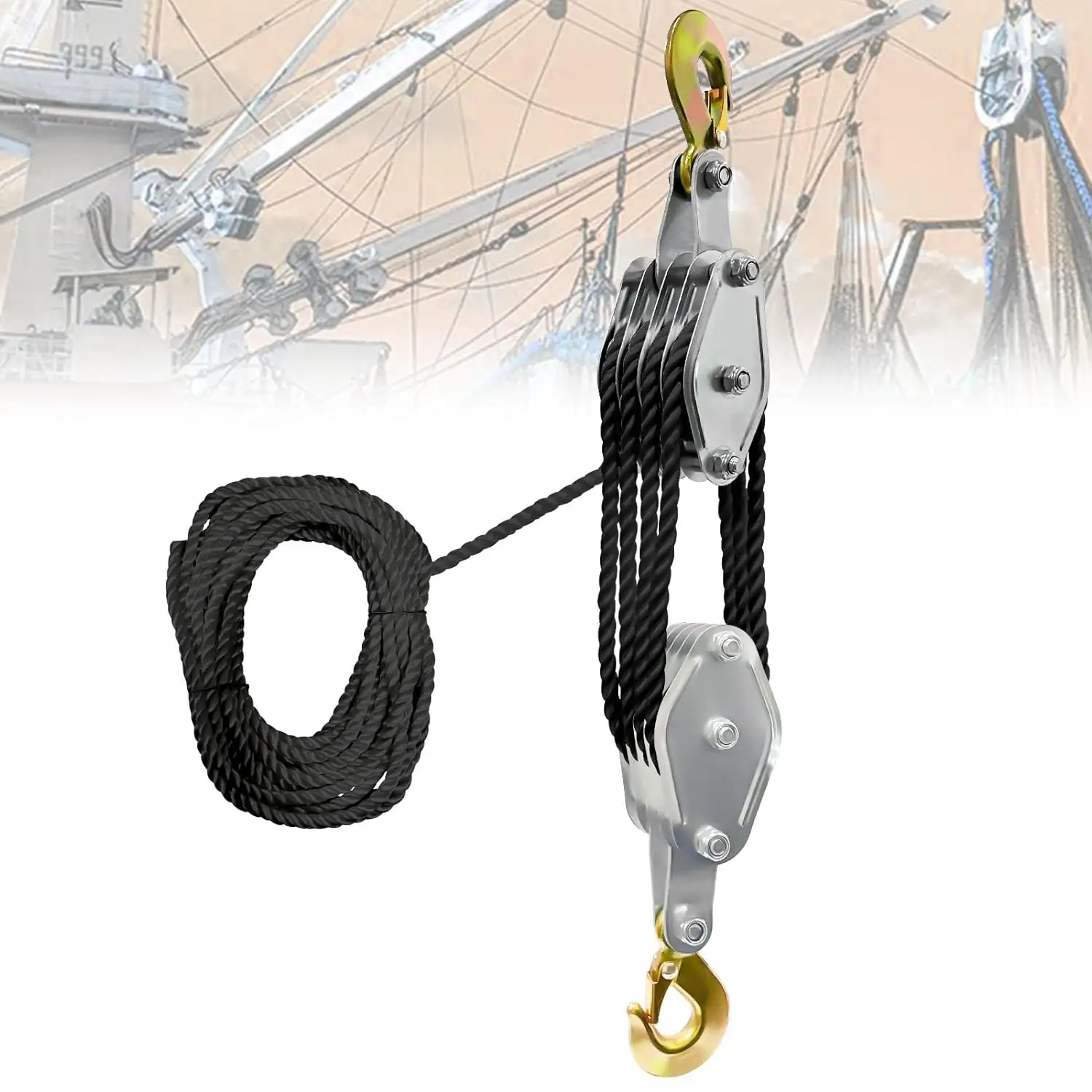 Rope Hoist Pulley System Heavy Duty Pulley Block for Hunting Lifting Heavy Objects Garage Warehouses Building