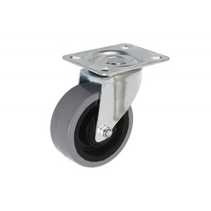 Roue pivotante, Diamètre: 80 sur plaque-Gomme grise (Capacité 120 kg) - Product Image 1