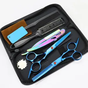 Ciseaux de coiffeur en acier inoxydable de 7 "pouces Kit de cisaillement amincissant de ciseaux de coupe de cheveux pour les salons de coiffure - Product Image 4