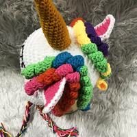 Gorro de Unicornio de Ganchillo de Alta Calidad, Lindo Gorro de Punto con Forma de Animal para Bebé, Niño o Niña, para Otoño o Primavera, Estilo de Dibujos Animados