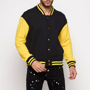 Custom Printing <b>Leather</b> Sleeve Men Baseball Varsity <b>Jackets</b> Solid Color Winter Warm <b>Long</b> Sleeves Men Varsity <b>Jacket</b> OEM ODM - Product Image 4